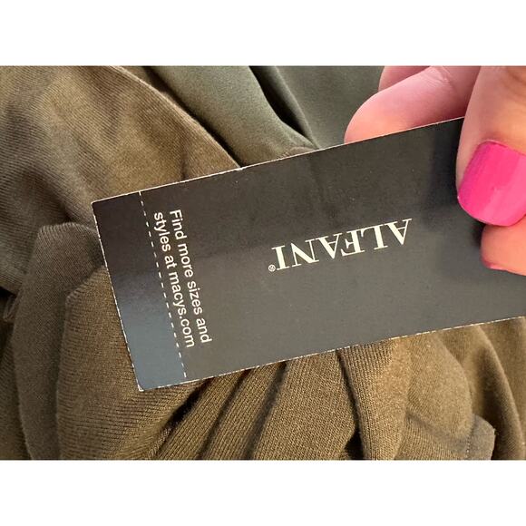 Alfani military green 3/4 sleeves hi low blouse size small - Picture 8 of 12